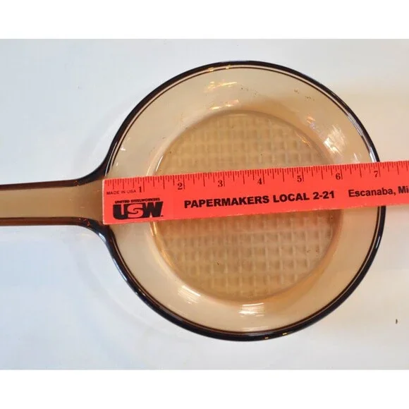 Amber Glass Vision Corning France Visionware 7" Waffle Bottom Skillet Fry Pan - Picture 7 of 7